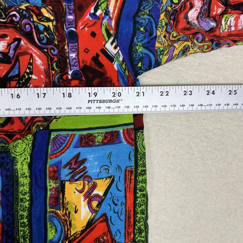 Vintage Paragraff Button Up Mens‎ M Rayon Colorful Abstract Mozart Bach - Picture 6 of 11